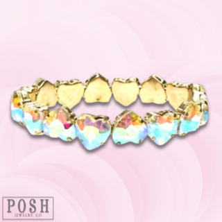 Heart rhinestone stretch bracelet