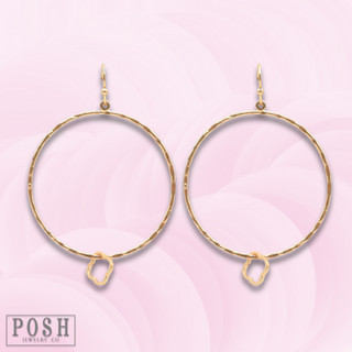 Hammered earring with floating clover charm, last call
