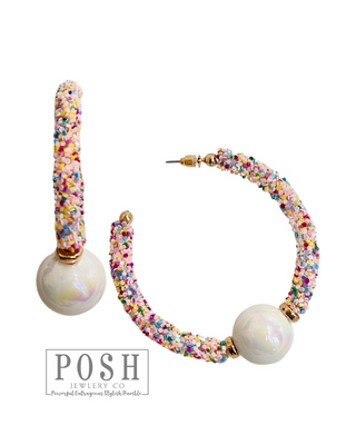 Glitter hoop and bead earring, last call