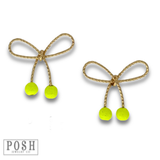 Gold bow post earring