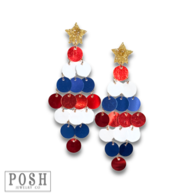 Patriotic chandelier earring