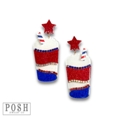 Patriotic soda earring