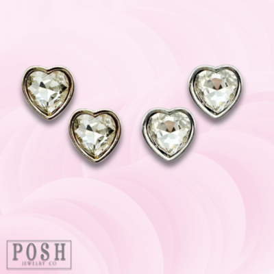 Rhinestone heart stud earring