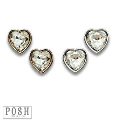 Rhinestone heart stud earring