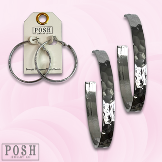Hammered look hoop earrings