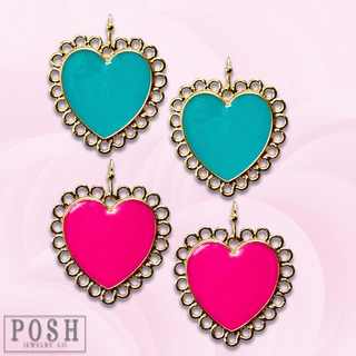 Enamel heart earring