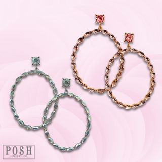 Rhinestone oval earring