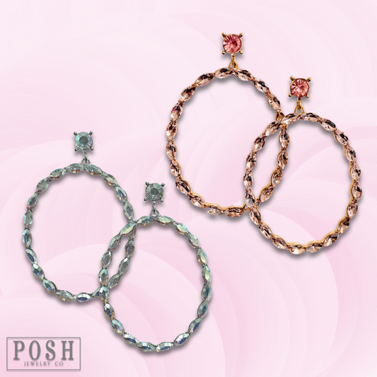Rhinestone oval earring