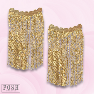 Gold fringe earring