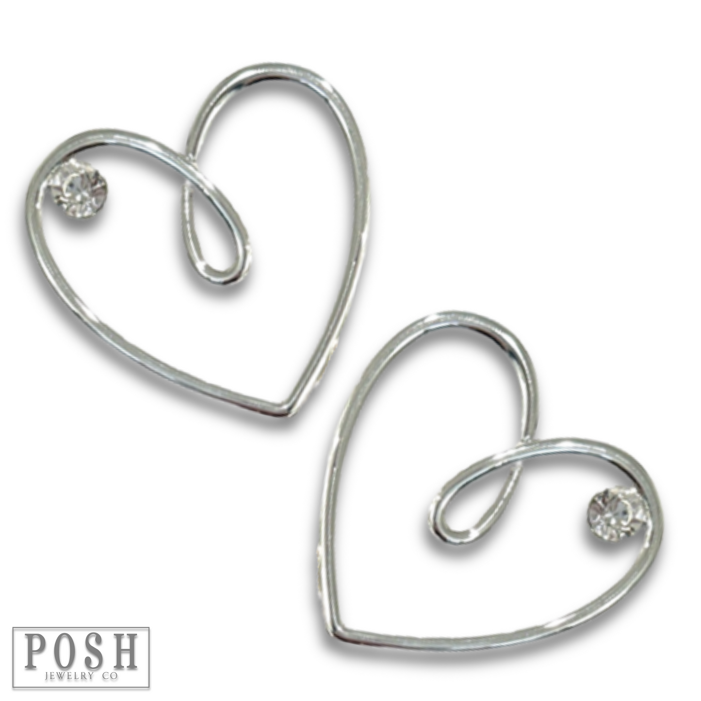 Heart and rhinestone earring