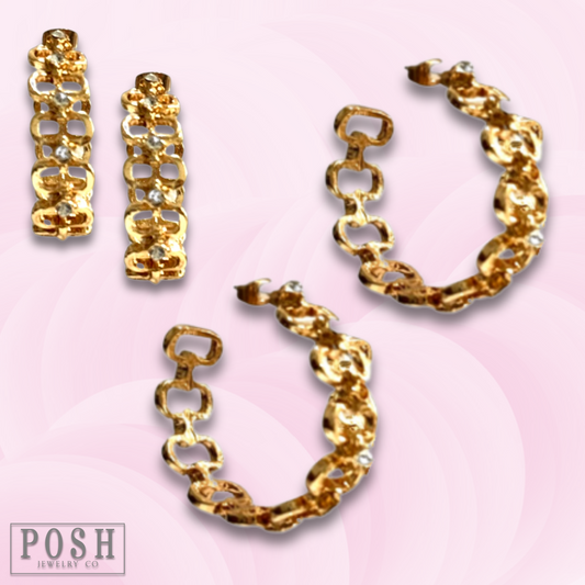 Gold link hoop earring