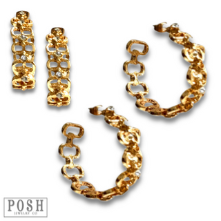 Gold link hoop earring