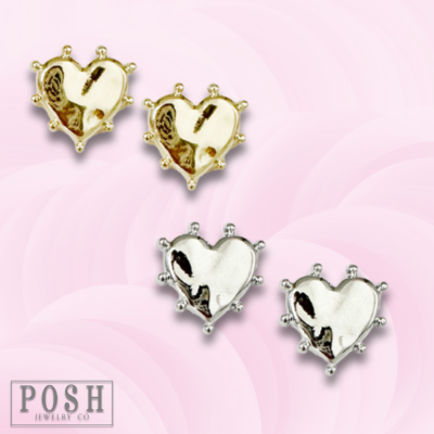 Studded heart post earring