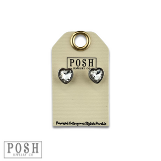 Rhinestone heart stud earring