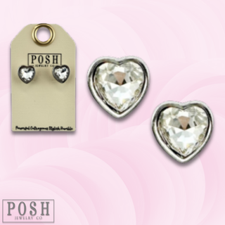 Rhinestone heart stud earring