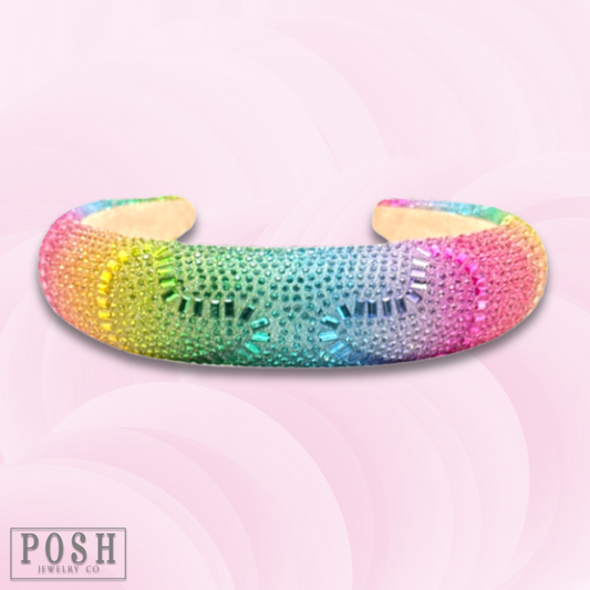 Rainbow rhinestone headband