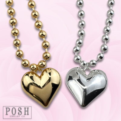 Puffed heart necklace