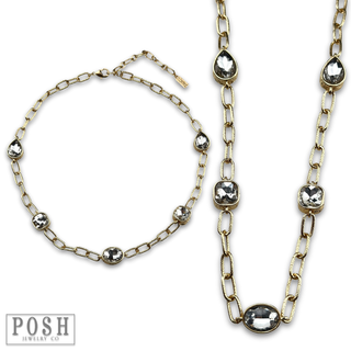 Clear crystal charm necklace