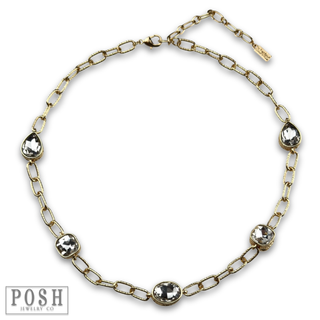 Clear crystal charm necklace
