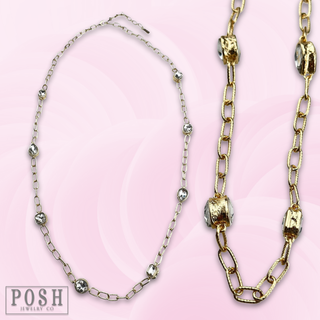 Clear crystal charm long necklace