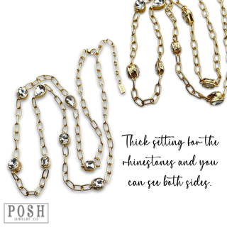 Clear crystal charm long necklace
