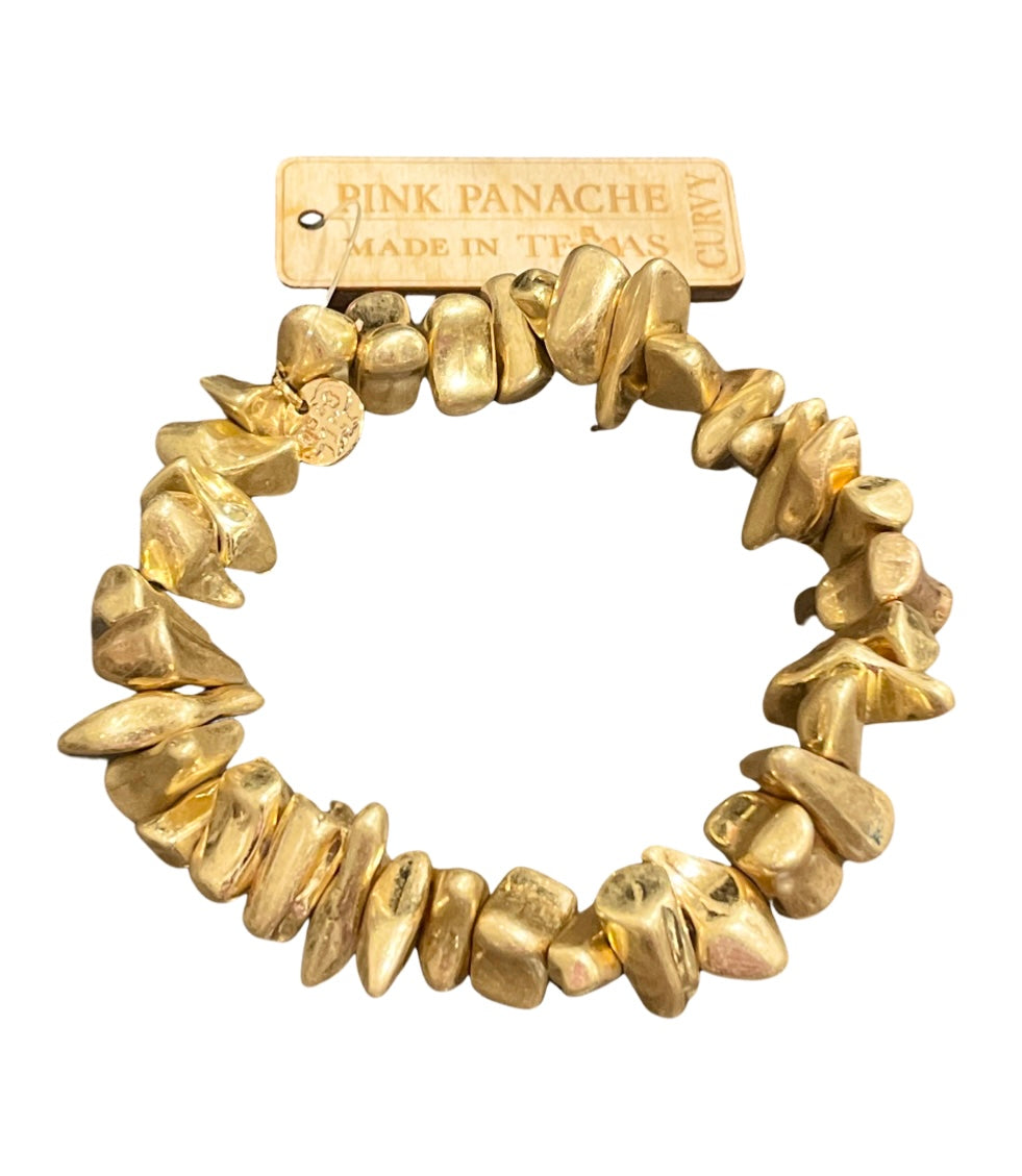 Gold nugget single bracelet strand