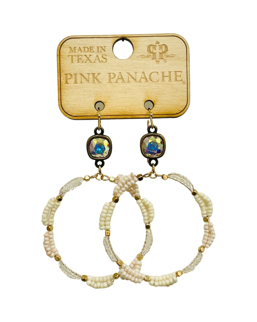 Cream color circle earring, Austrian crystal