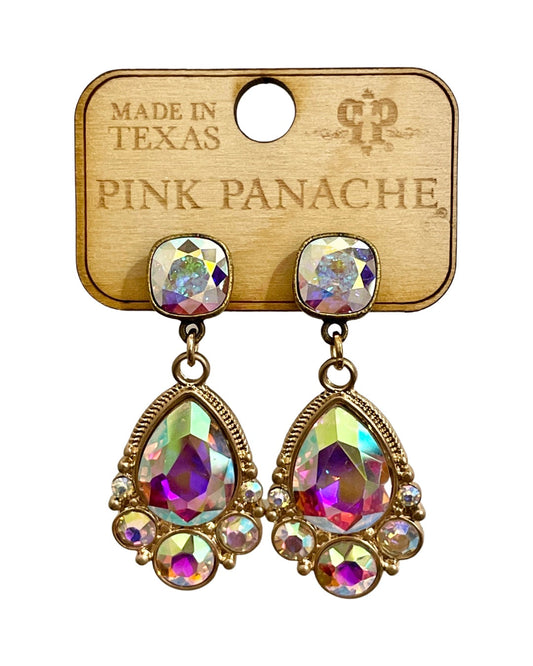 Fancy teardrop AB stone earring, Austrian crystal