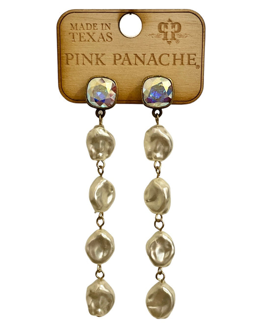 White coin pearl earring, Austrian crystal