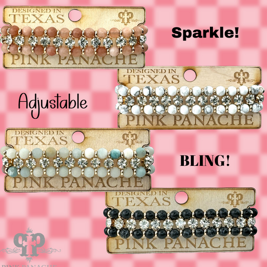 Bead and rhinestone adjustable bracelet