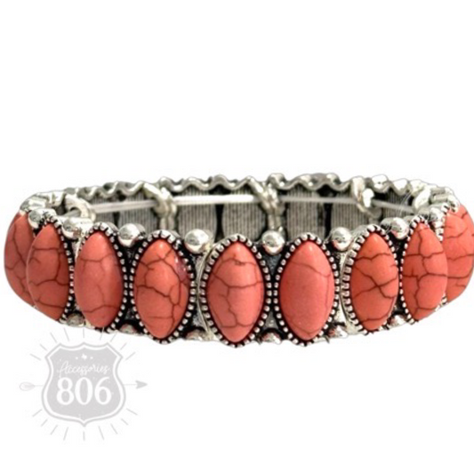 Coral stone western bracelet