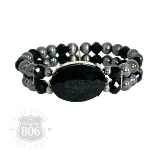 Burnished bead and rhinestone bracelet