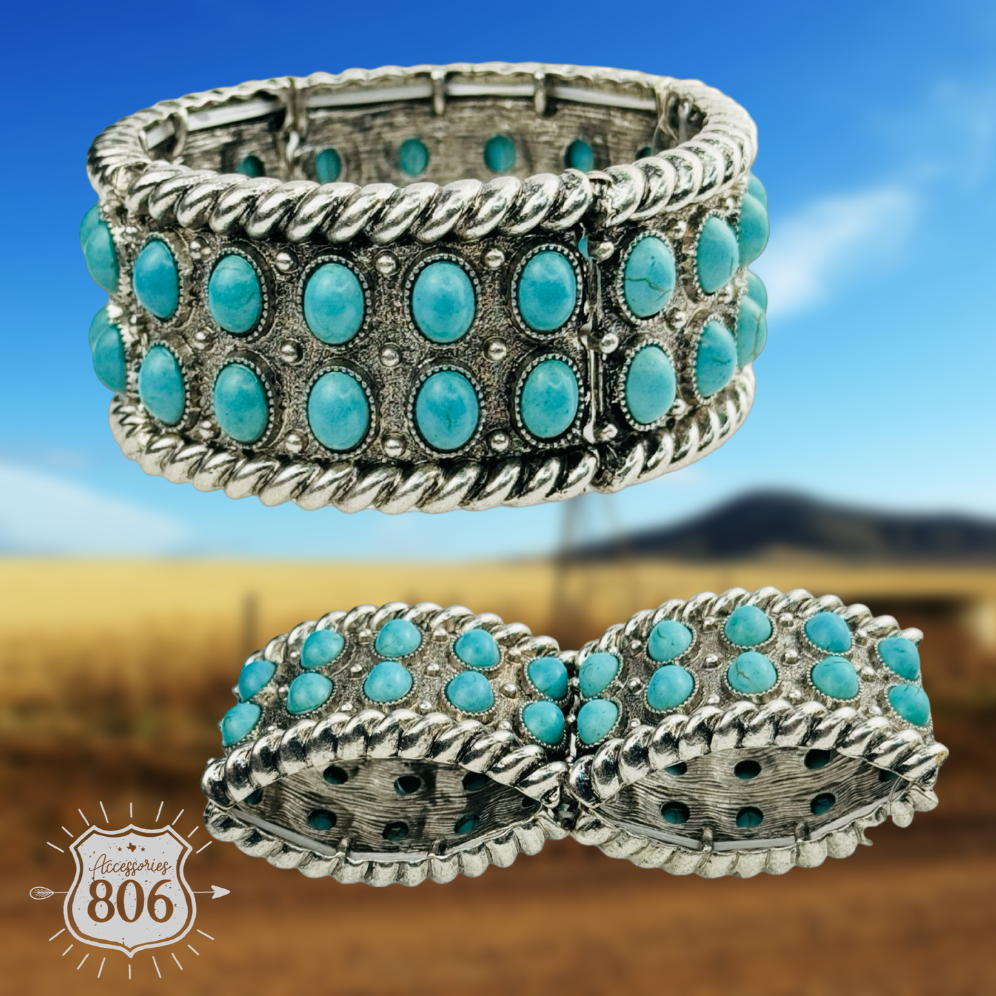 Western style turquoise cuff bracelet