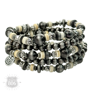 Silver mixed bead bracelet set