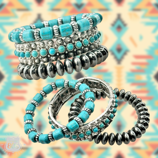 Western style three piece cuff bracelet set