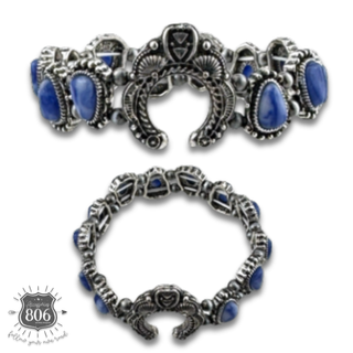 Western stretch bracelet with denim natural stones