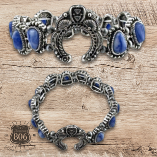 Western stretch bracelet with denim natural stones
