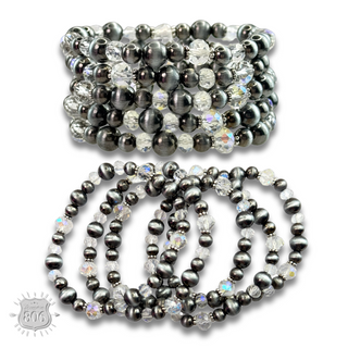 Five strand burnished pearl bracelet set