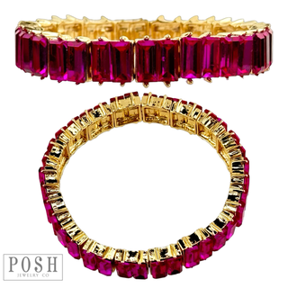 Double rectangle rhinestone bracelet