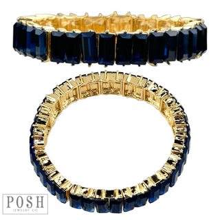Double rectangle rhinestone bracelet