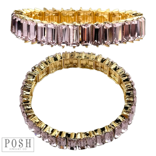 Double rectangle rhinestone bracelet