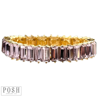 Double rectangle rhinestone bracelet