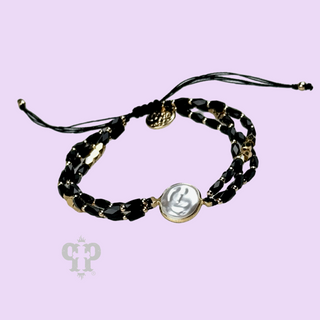 Drawstring bracelet with coin pearl