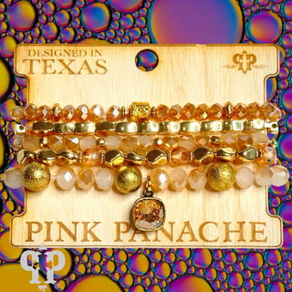 Five strand variety bead bracelet set, Austrian crystal