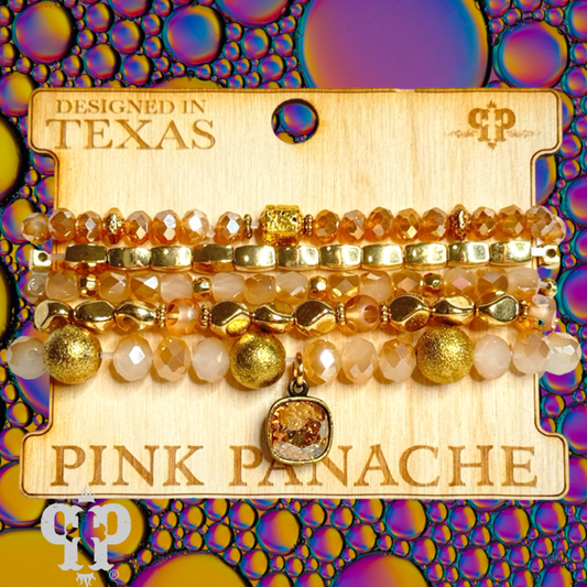Five strand variety bead bracelet set, Austrian crystal