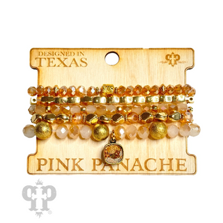 Five strand variety bead bracelet set, Austrian crystal