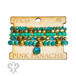 Five strand variety bead bracelet set, Austrian crystal