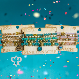 Five strand variety bead bracelet set, Austrian crystal