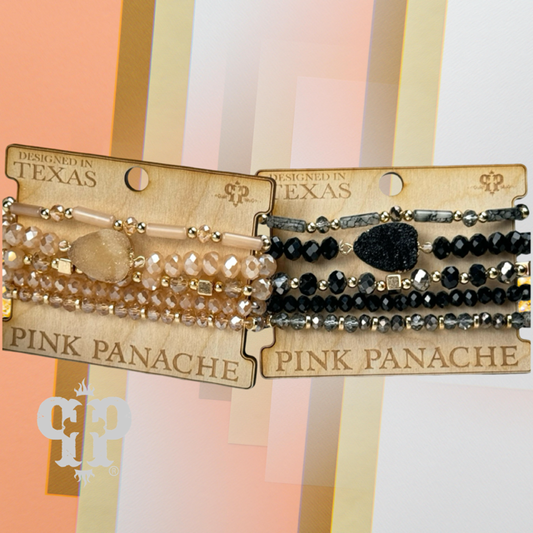 Five strand druzy bracelet set