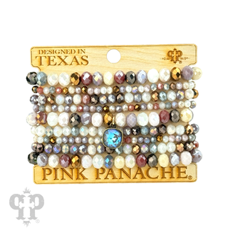 Nine strand faceted bead bracelet set with Austrian crystal